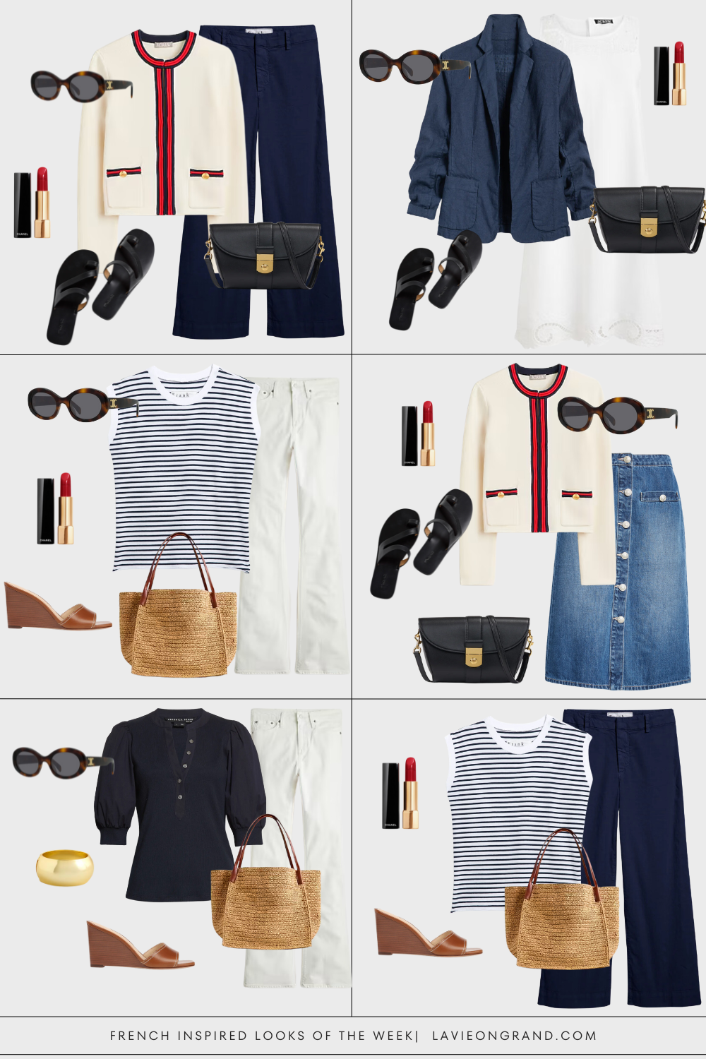 Graphic of French Inspired Looks For the Week