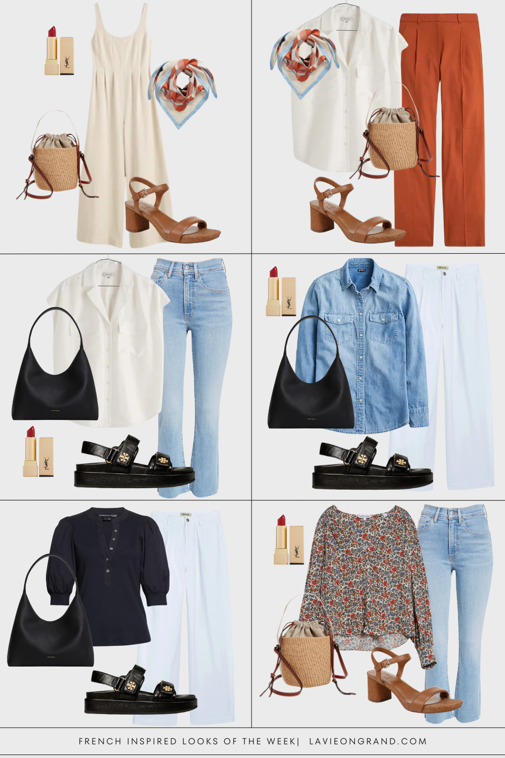 French Inspired Outfits for a week.