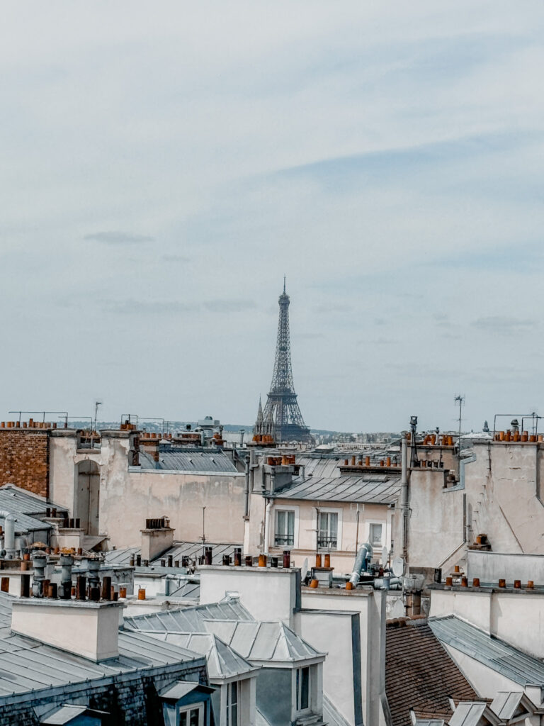 Picture of the Eiffel Tower in the distance.