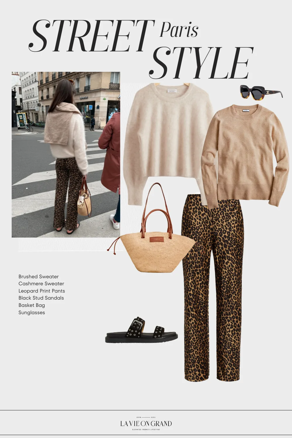 Graphic of Paris Steet style outifts to replicate for any season.