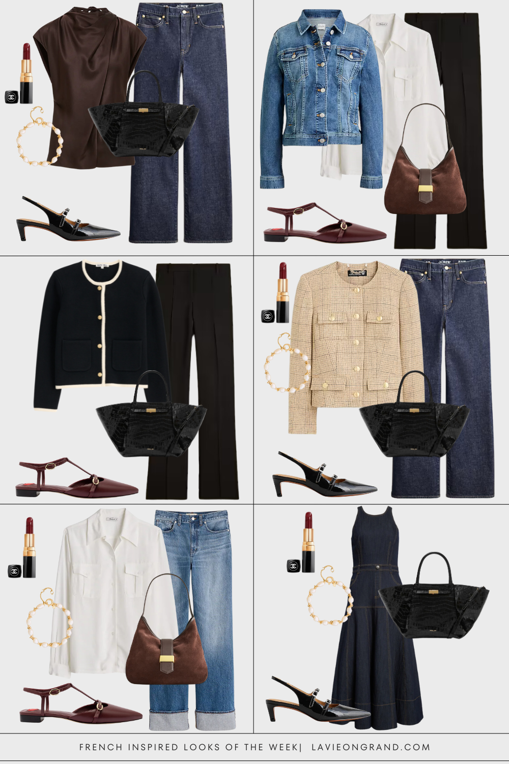 Graphic of French inspired looks in a graphic.