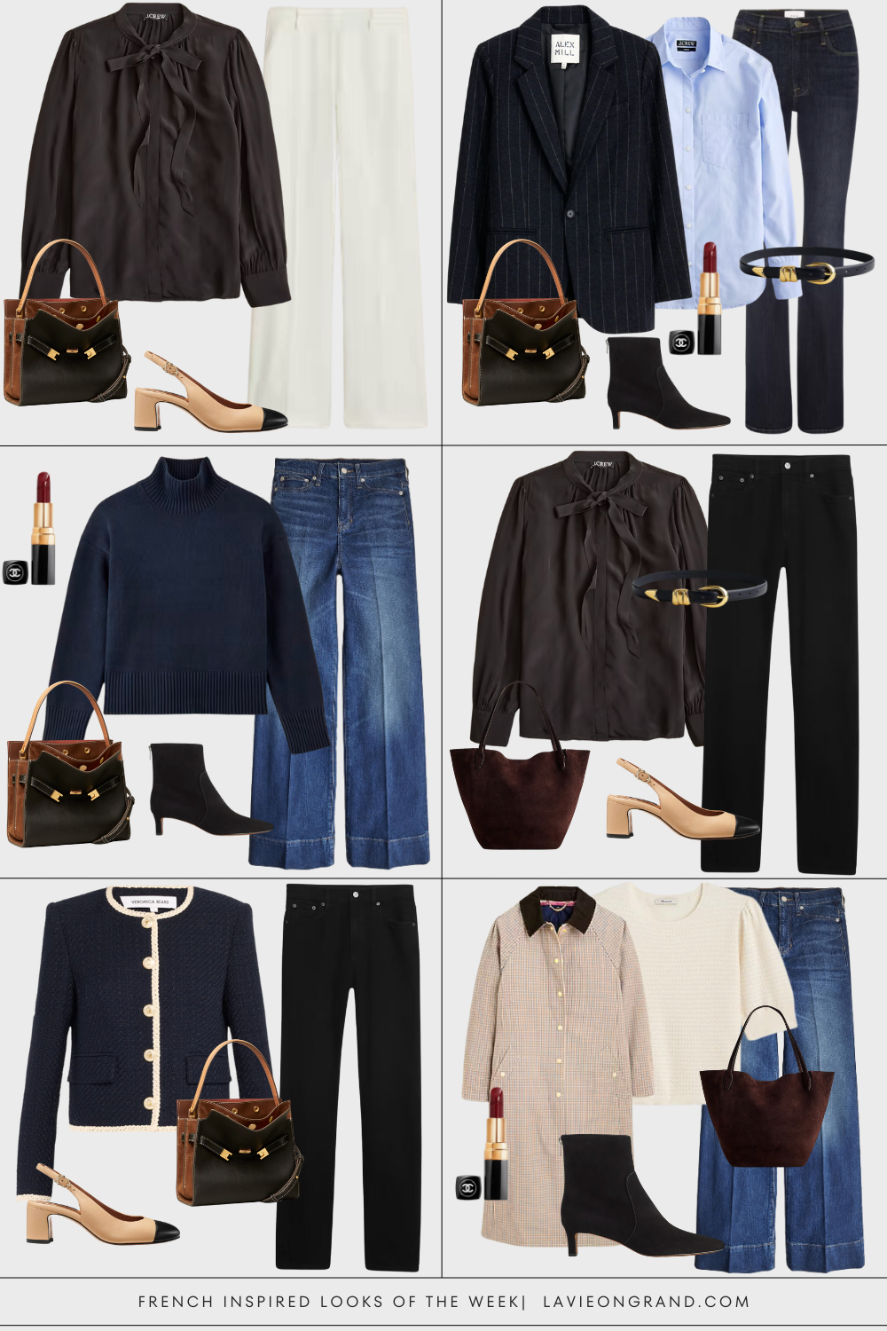 6 French inspired looks Graphic of french inspired looks for french fridays.