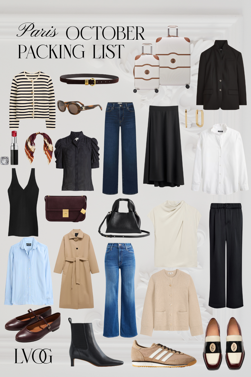 Graphic of what to pack for paris in october.