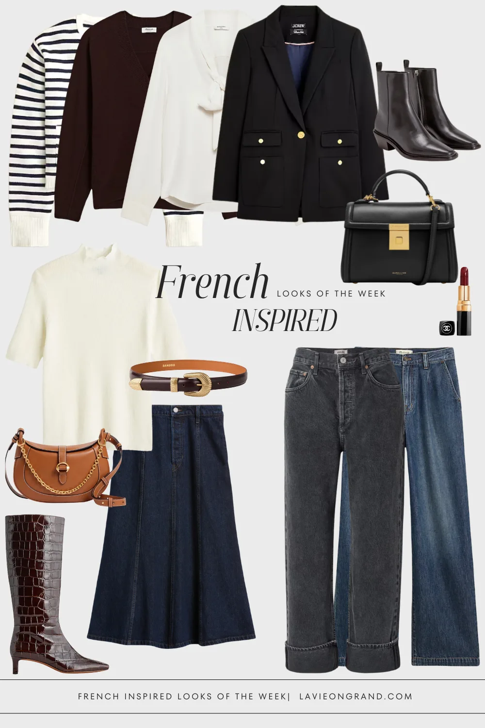 Graphic of outfit inspiration for French fridays.