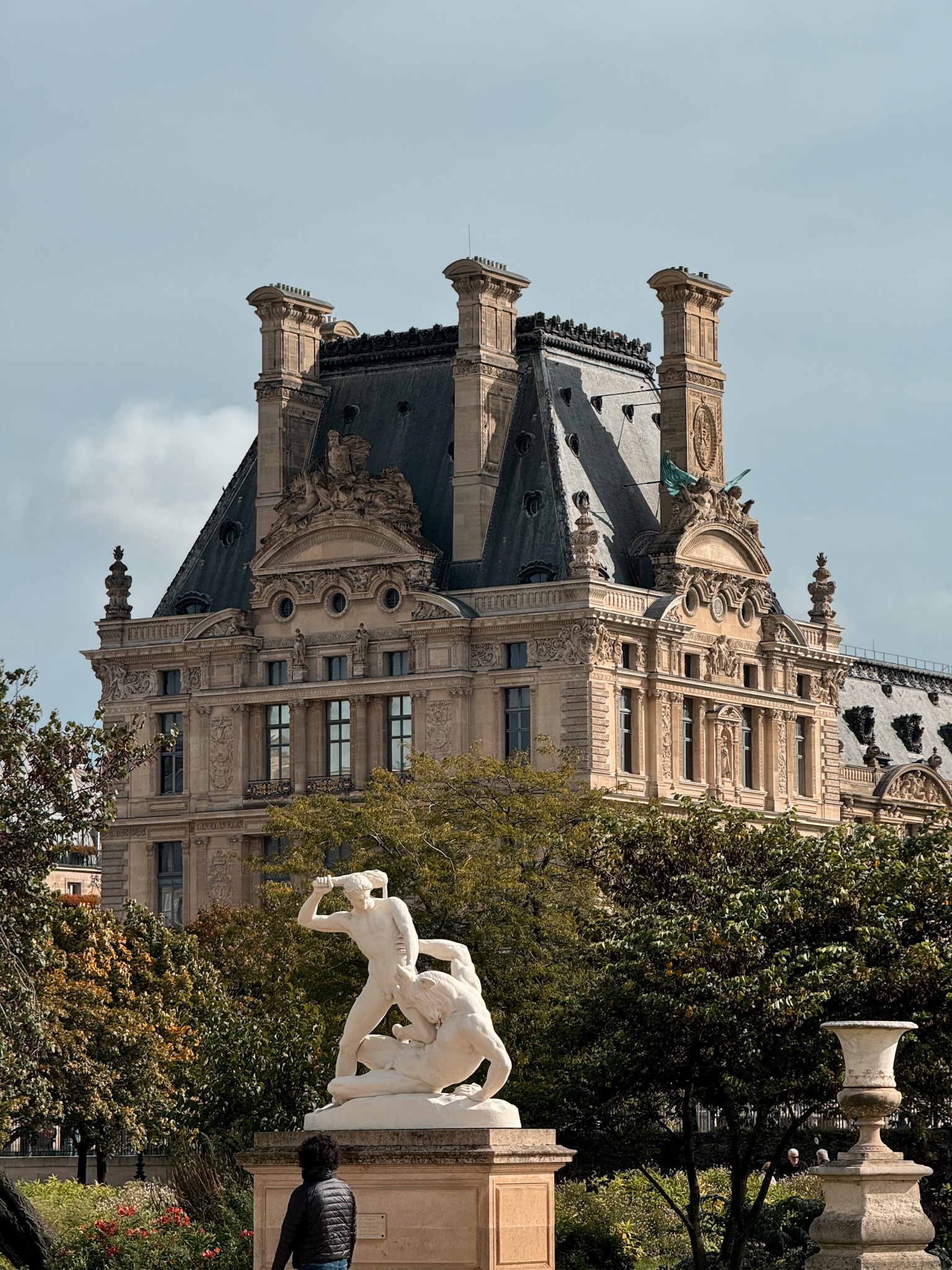 Outside exterior shot of the Louvre in Paris.