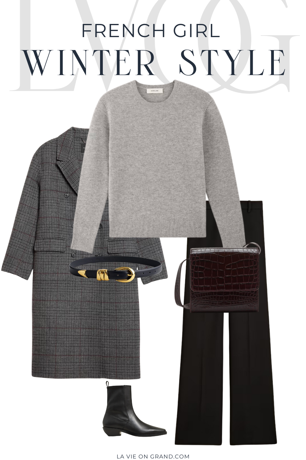 Graphic of knit sweater outfits to wear in Paris