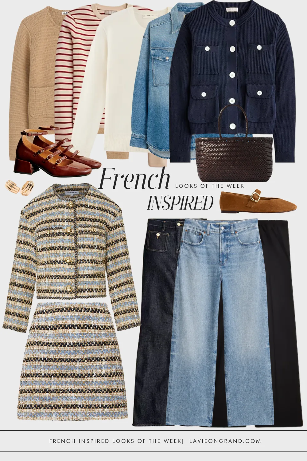 Graphic of french inspired clothing items for french fridays.