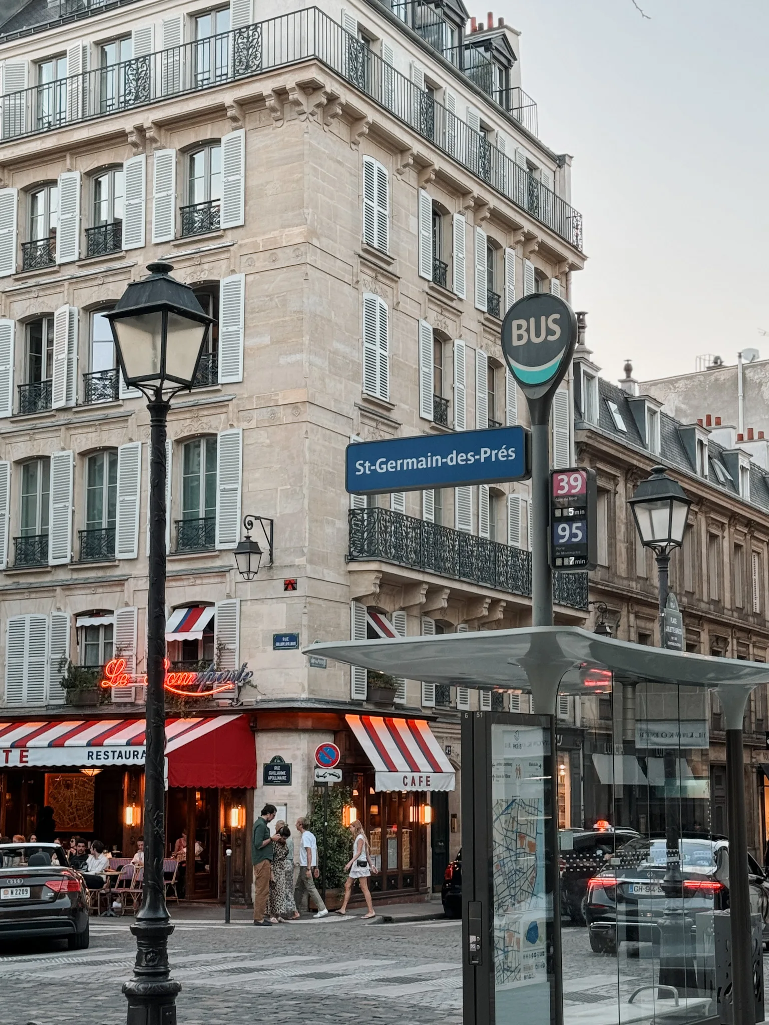 street shot of saint germain in Paris.