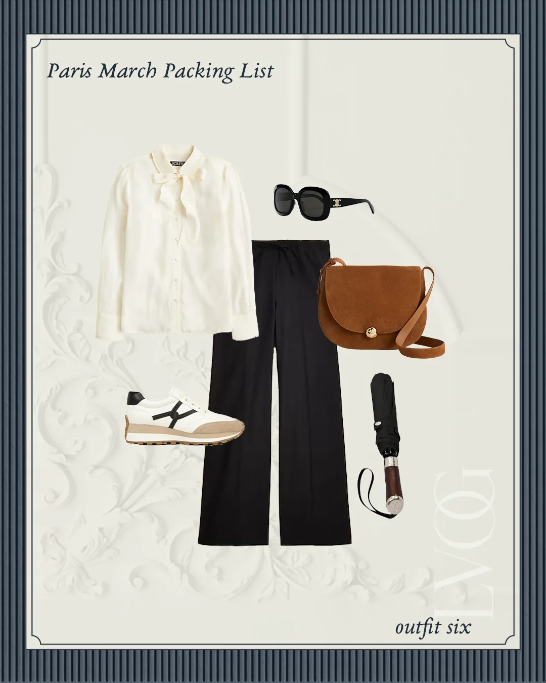 black pants and sneaker combination.