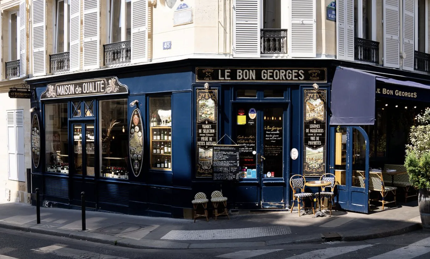 Exterior of Les Bon Georgers in Paris.