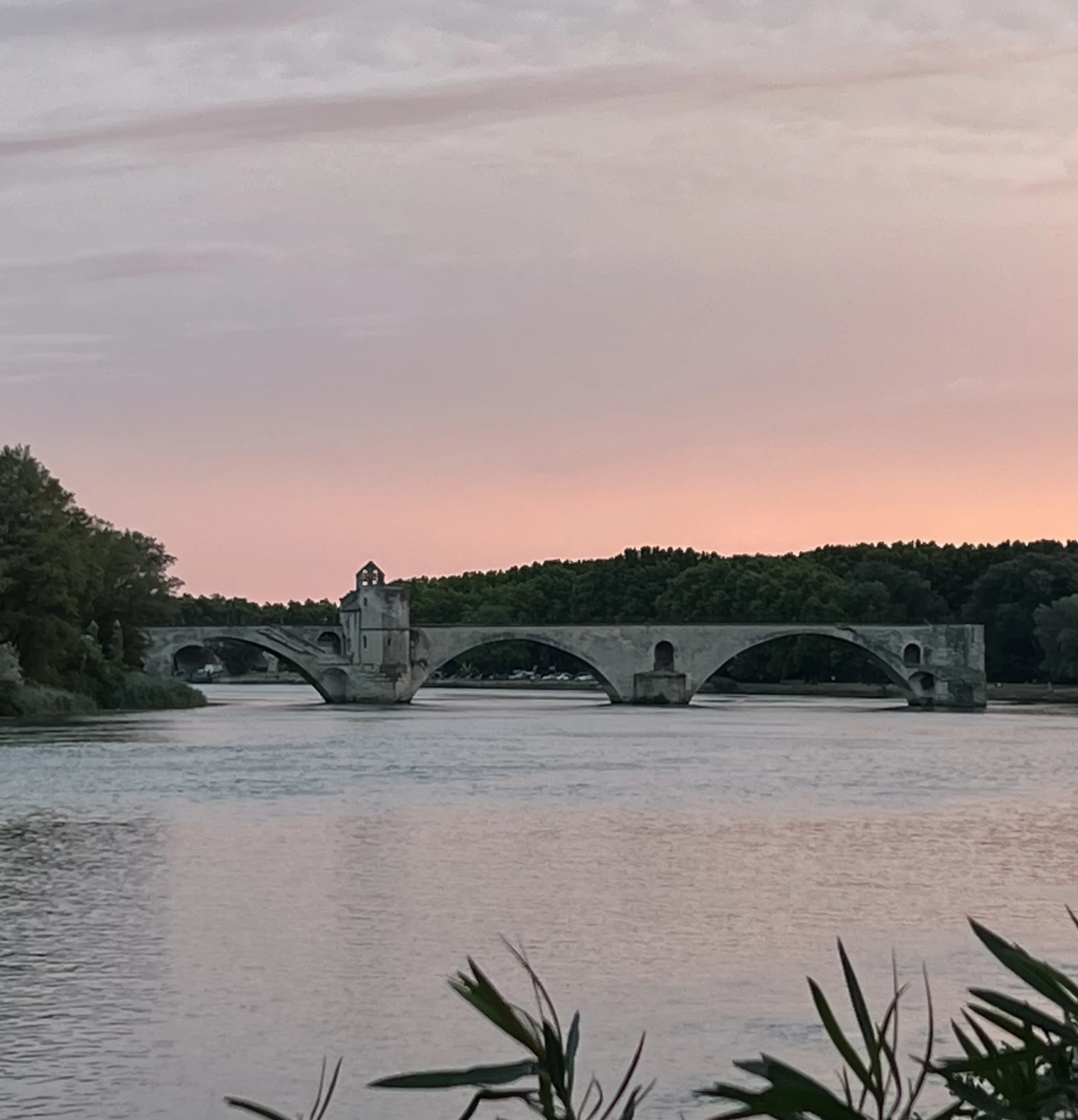 Avignon Bridge at sunset.