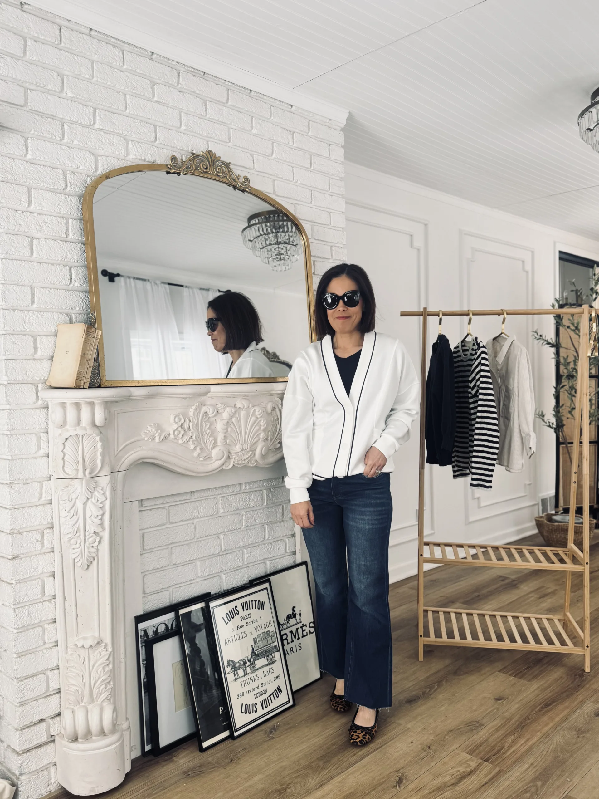 Woman wearing sweater with denim.