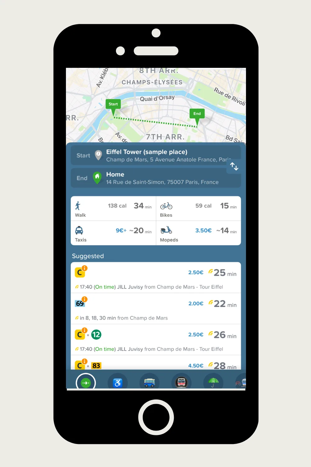 Phone icon graphic helping plan a solo trip to Paris.