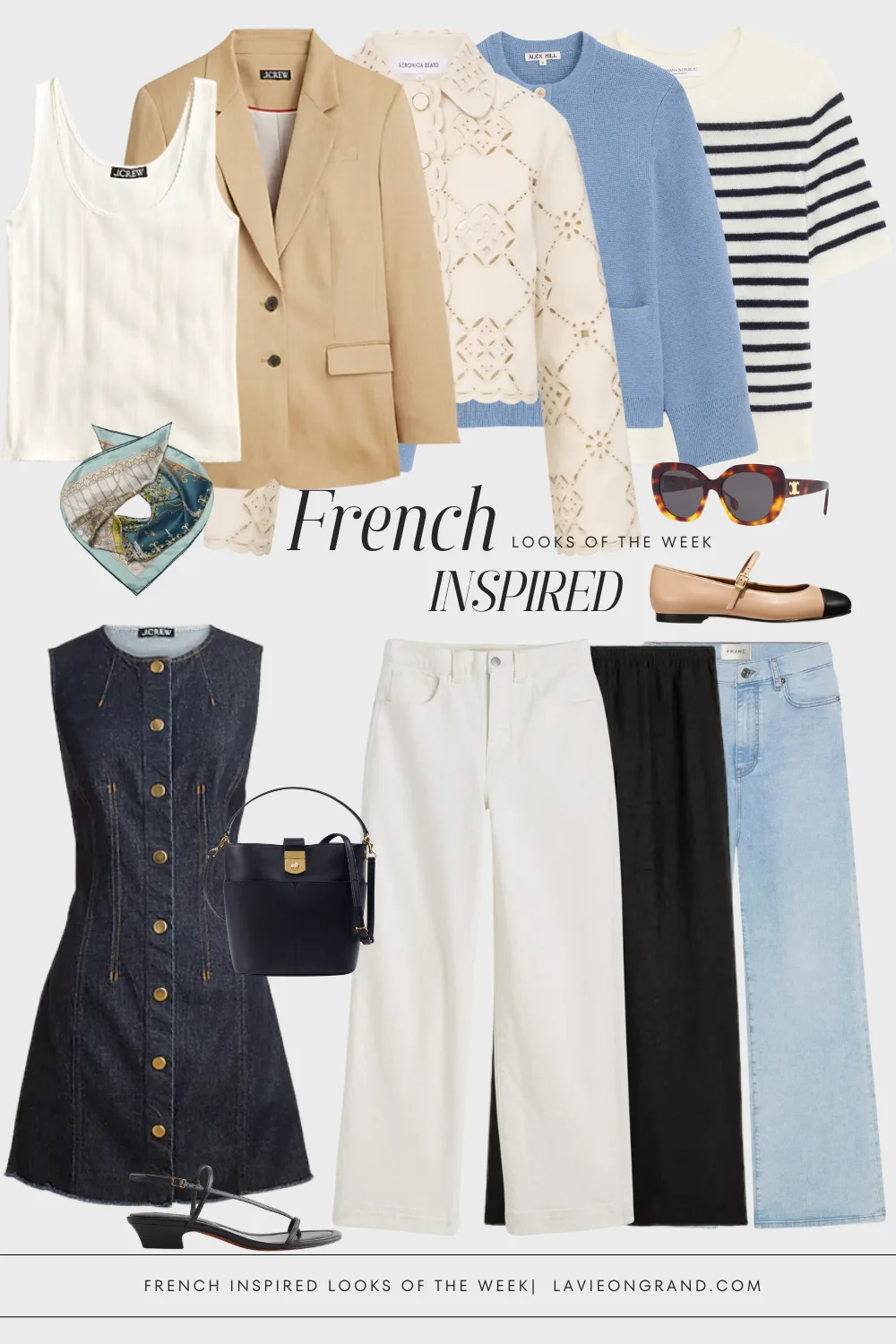 Graphic of french inspired weekly looks