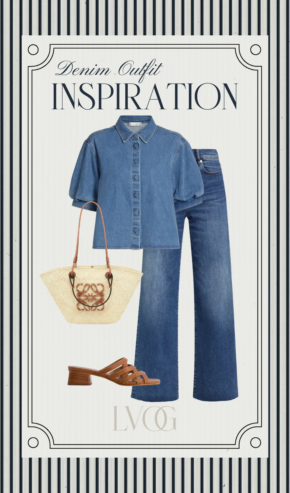 Denim Top and Bottom With Brown Sandals