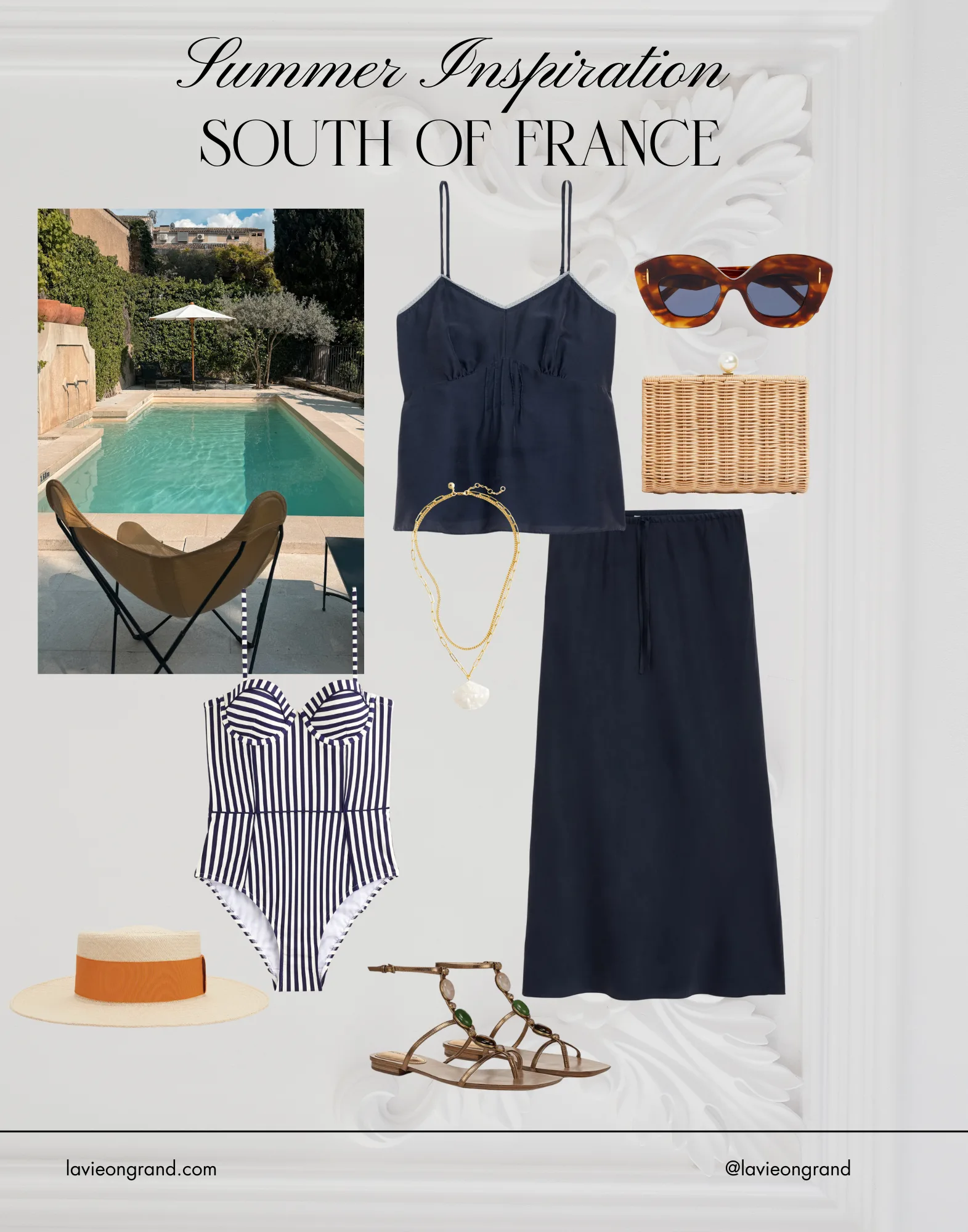Pieces to wear in the South of France for the summer season.