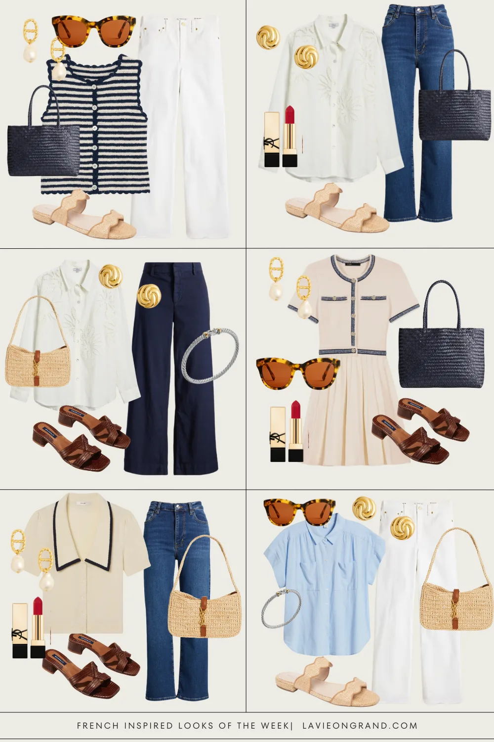 6 French inspired looks French Fridays Graphic of looks for the week.