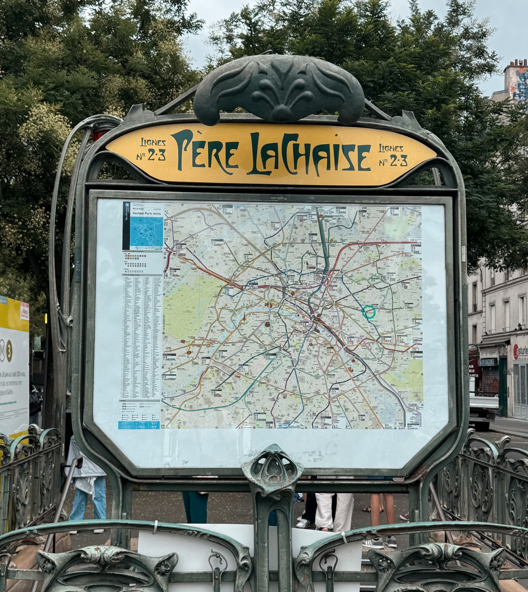 Sign of Pere Lachaise in Paris.