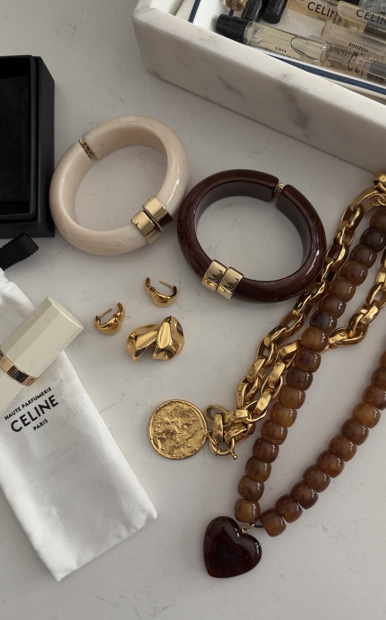 Bracelets and Necklaces that are Sezane and part of a giftguide.