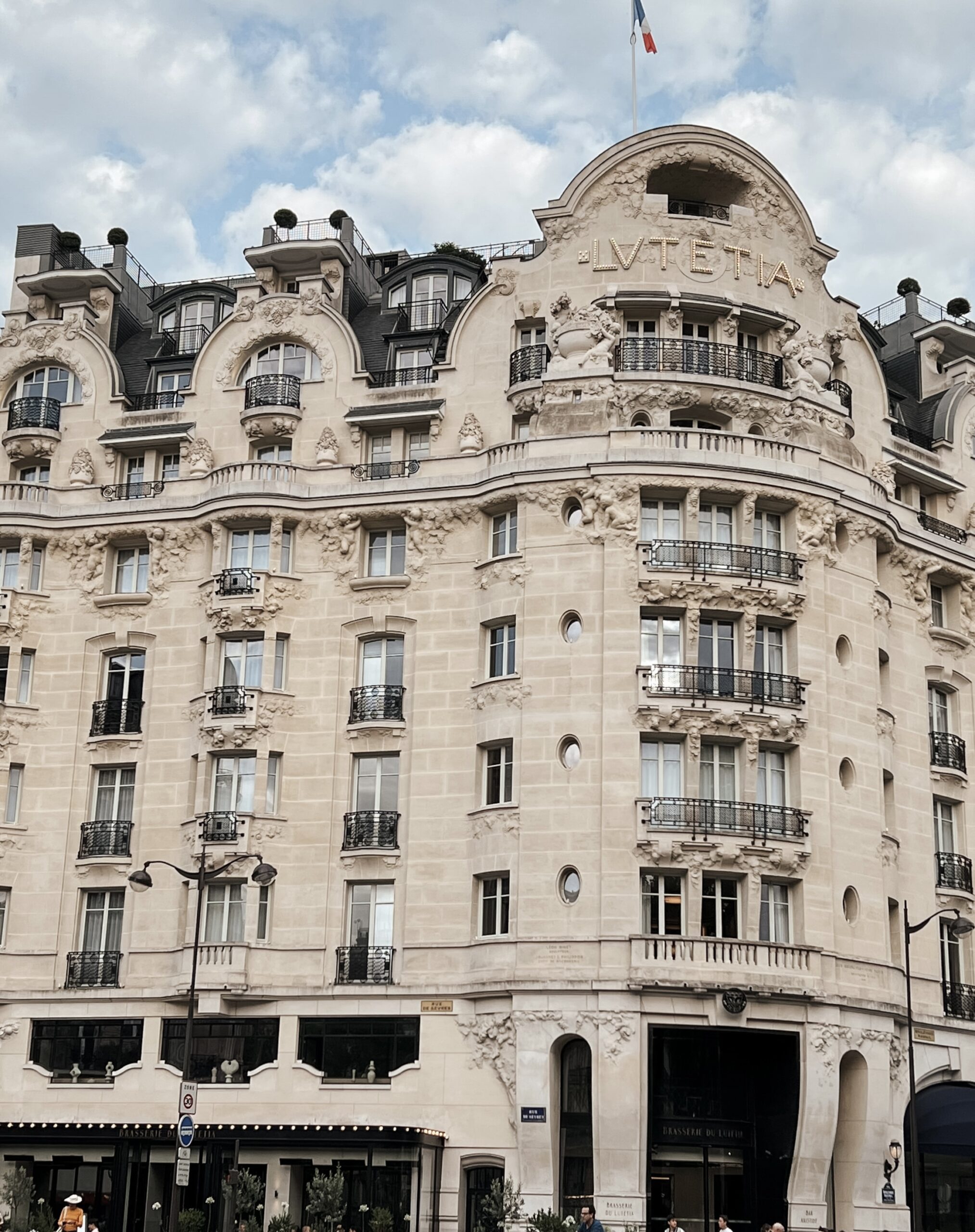 Exterior shot of Hotel Leuticia in Paris.