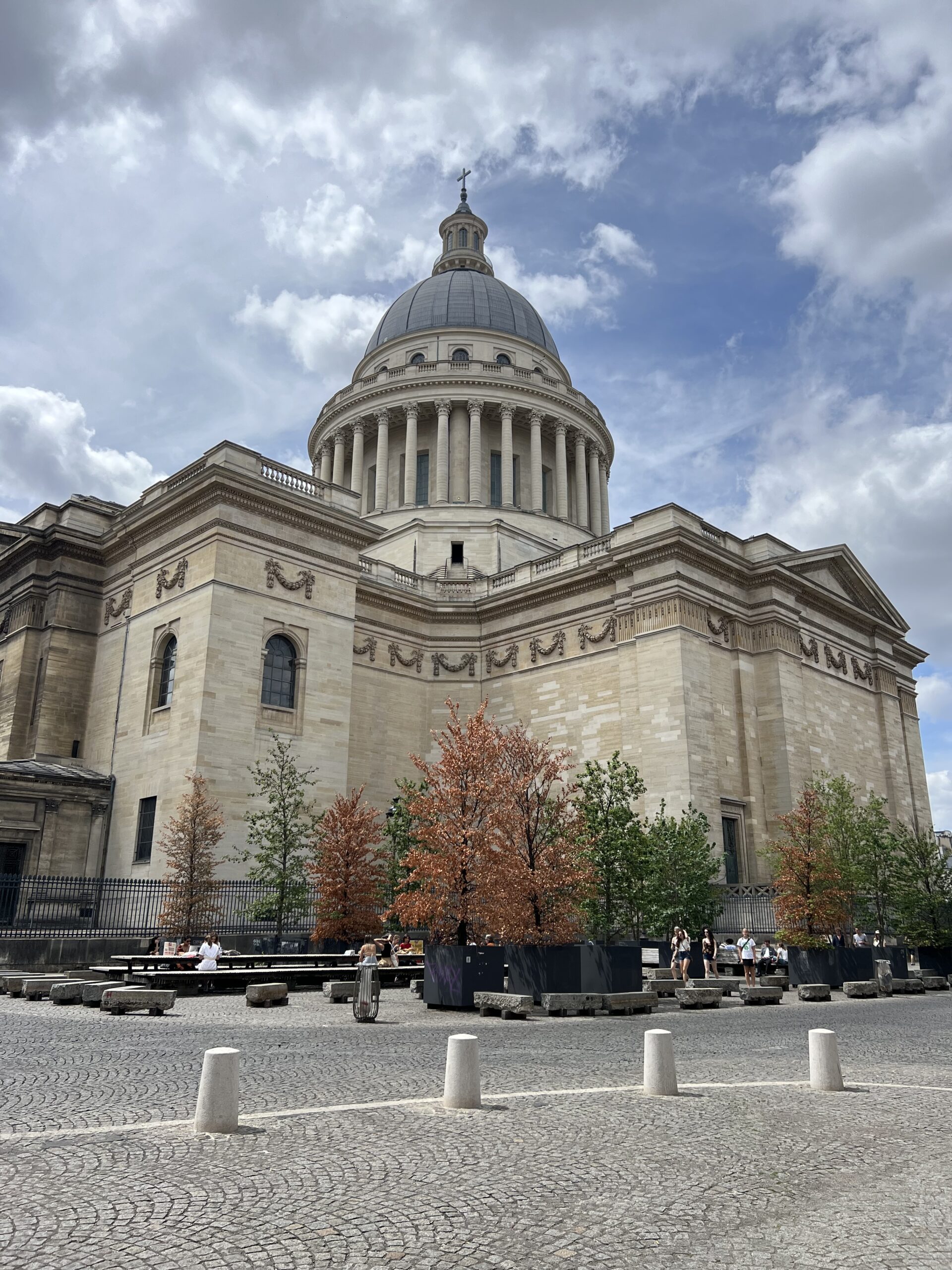 The Pantheon in Paris during fall with leaves changing color.