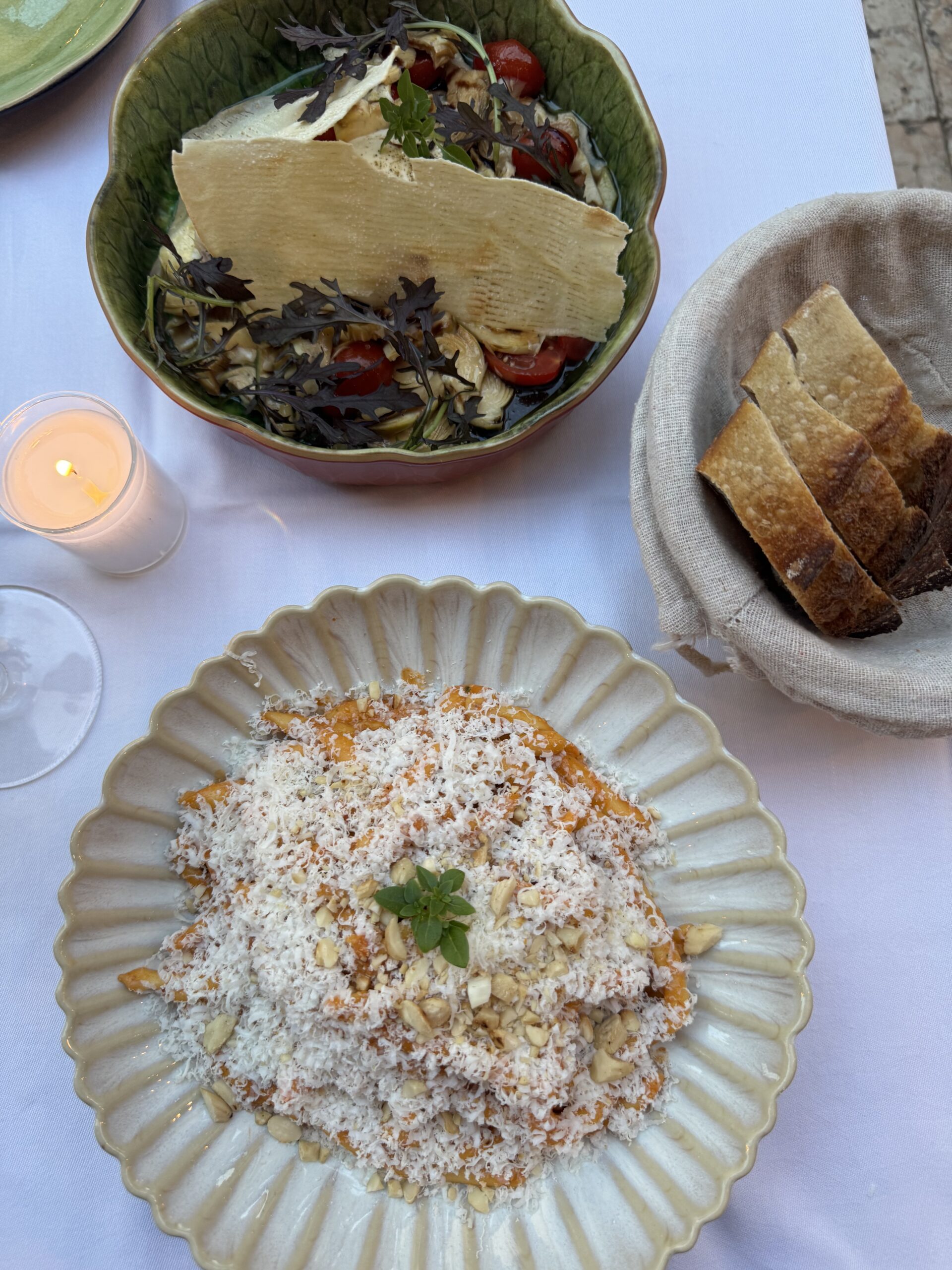Outdoor dinner at L’Ormeau restaurant in Lourmarin.